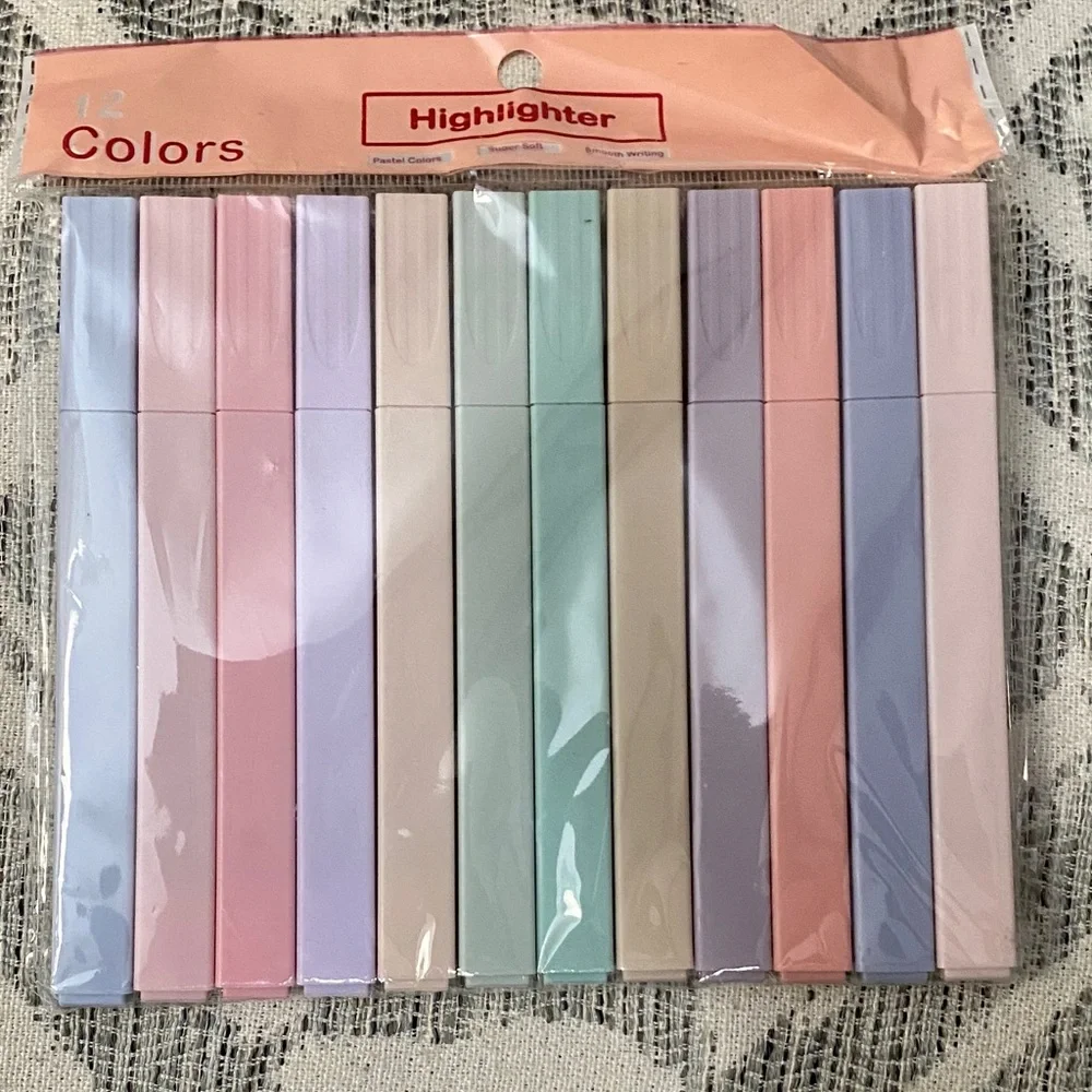 Pastel Highlighter Set - 12 Colors, Assorted Pastel Shades
